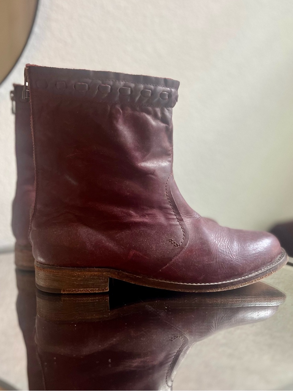 Farylrobin + FREE PEOPLE Leather Combat Boots Deep Red Women's US 8 - Picture 3 of 6